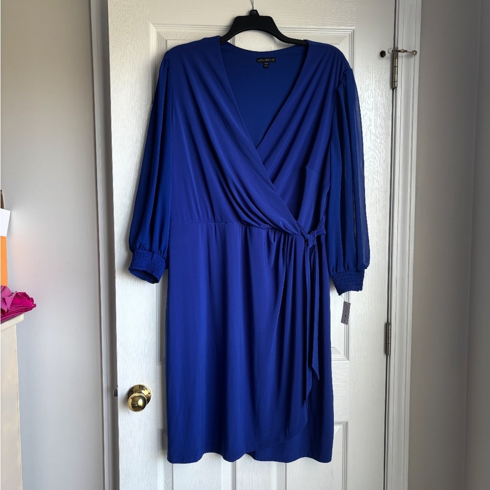 Lane Bryant Royal Blue Wrap Dress with Tie Waist